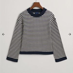 Gant Striped Cotton Rib Crew Neck Sweater XL NWT